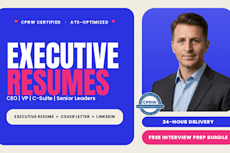 write executive or senior resume, CV for CEO, vp, and c level leaders
