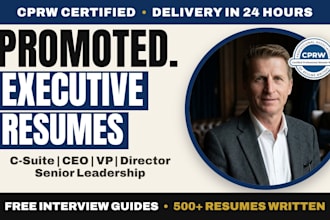 write executive or senior resume, CV for CEO, vp, and c level leaders