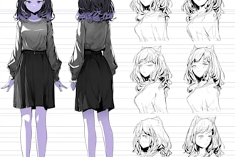 draw cute anime chibi art character design for pfp, sticker, and sheets