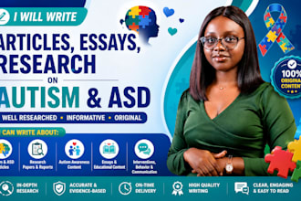 write articles, essays, research on autism and asd