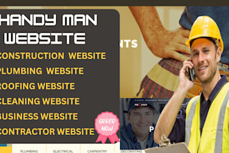 create cleaning service, handyman, plumber, roofing, construction website