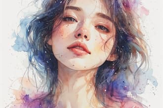 create a stunning artistic watercolor portrait illustration