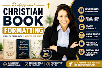format christian books devotionals journals editing for amazon KDP