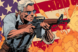 create dynamic comic splash page illustration