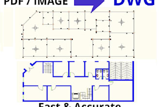 convert PDF, sketch or image to autocad dwg floor plan