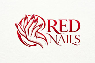 design a stylish and unique red nails logo for your brand