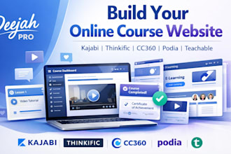 build online course website on kajabi, thinkific, cc360, podia, teachable