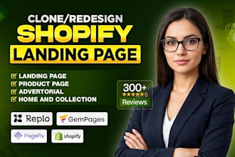 design or clone shopify landing page using replo, gempages or pagefly