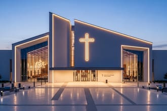 design 3d church interior and exterior, church elevation, 3d rendering
