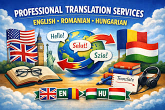 translate english, romanian, and hungarian professionally