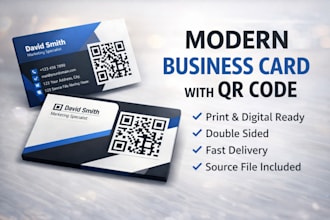 design a modern business card with qr code for your business