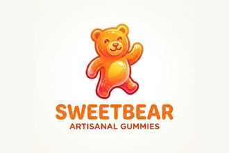 design a cute and unique gummy bear logo for your brand
