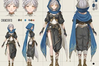create original anime character sheet or reference for