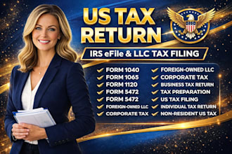 prepare and efile your US business tax returns for individual, foreign owned llc