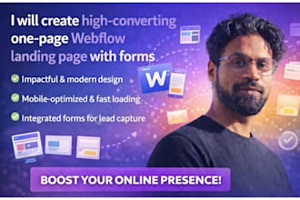 create highconverting one page webflow landing page with forms