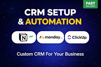 setup and automate CRM in notion, monday com, monday CRM, clickup
