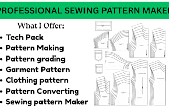 do garment sewing pattern design making grading for clothing techpack in PDF,