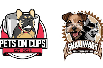 design premium pet cat dog animal mascot logo