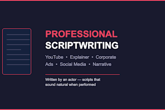 write your youtube script, video script or explainer script