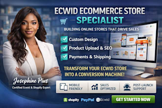 setup ecwid ecommerce website, redesign ecwid store design ecwid product upload