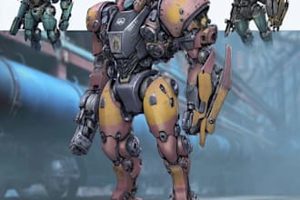 create transformer and concept art of futuristic mecha