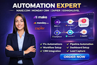 setup fix make com automation monday com  gohighlevel make zapier integration