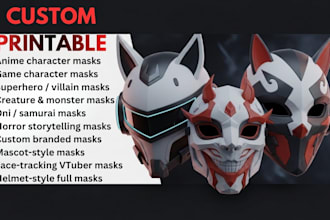 design 3d mask, 3d helmet, anime cosplay mask, cosplay armor stl for 3d printing