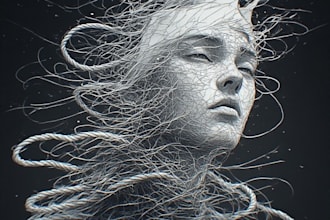 do scribble art, abstract line portrait