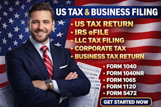prepare and efile US tax return, ein, irs tax form 1040, 1120s 1040nr, 1065 5472