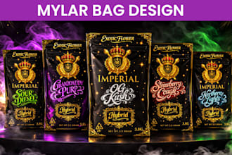 design modern cannabis packaging, jar label and mylar bag design
