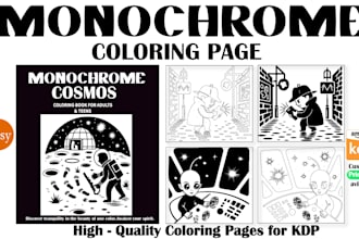create custom monochrome coloring pages for amazon KDP