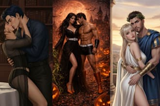 draw nsfw semi realistic couple art character for dark romance book covers