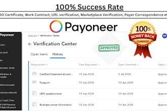 provide expert payoneer account verification issues, ubo, and business URL etc