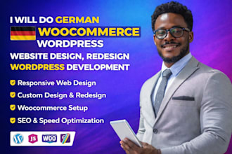 build german wordpress woocommerce website ecommerce store landing page