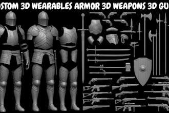 sculpt wearable armor for 3d model 3d weapon 3d armor cosplay for 3d printing