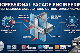 provide facade engineering calculations for wind load, air, and water tightness