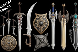 design custom 3d sword, 3d props, 3d amor and cosplay weapon stl for 3d printing