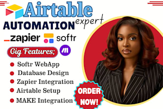 setup airtable CRM, softr webapp ,airtable workflow automation, database