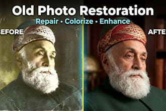 professionally restore old photos, repair damaged pictures and enhance images