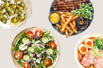 create food illustrations for restaurant menus