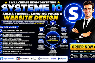 setup systeme io website landing page, systeme io sales funnel automation expert