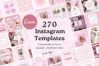 design  canva social media templates pack for your brand, social media templates