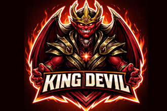 make king devil e sport mascot logo design service for your company