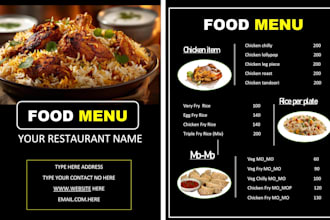 do restaurant menu data entry and design