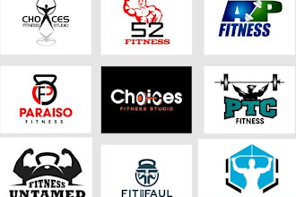 create unique physical fitness, bodybuilding, gym, yoga logo design