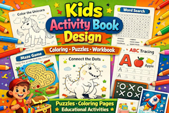 create kids activity books, puzzles, coloring pages and children workbook