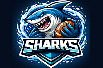 make modern style for shark football sport mascot logo design service