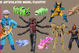 sculpt 3d articulated model, 3d bjd, flexi toy action figure stl for 3d printing