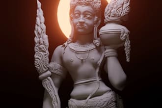 sculpt realistic 3d printable temple statue zbrush blender 3d character printing