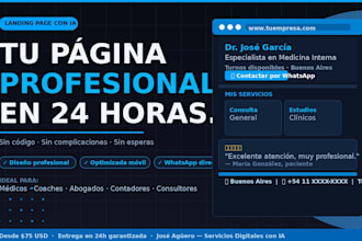 una landing page profesional para coaches, medicos, abogados y mas en 24 horas